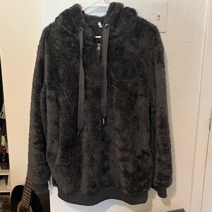 Super Cozy Dark Gray/Black Fuzzy Hoodie